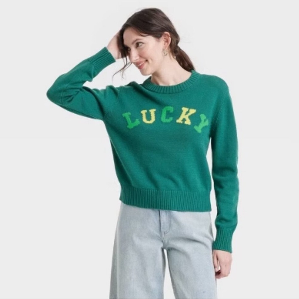Grayson Threads Women’s St. Patricks Day Lucky Shades of Green Graphic Sweater